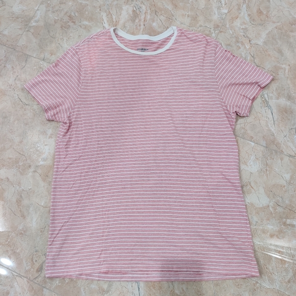 Goodfellow Striped Red White T Shirt with Contrast Collar - Picture 5 of 6